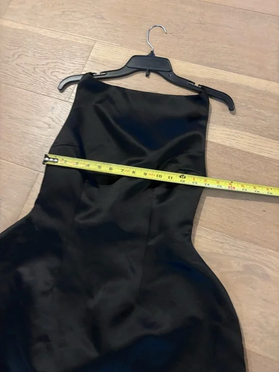 BabyBoo Tate Mini Dress Satin Open Back Babydoll bubble skirt Black Medium NWT - Picture 9 of 11